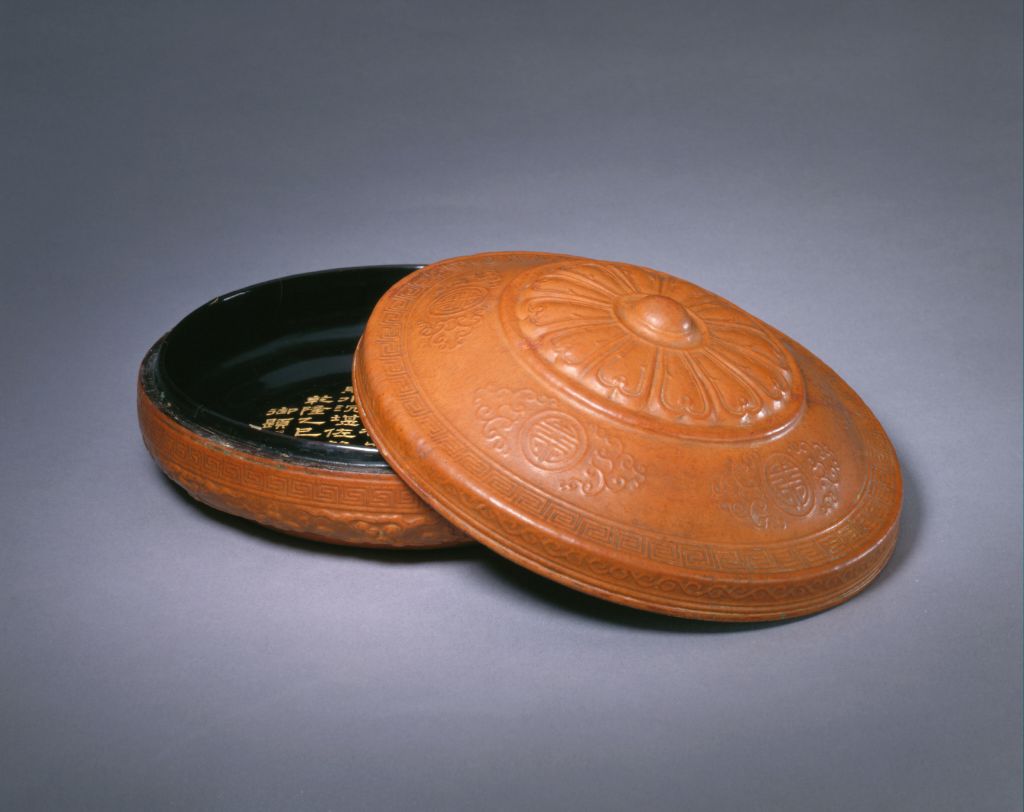 图片[1]-Pao made Qianlong imperial inscribed flower pattern flat round box-China Archive